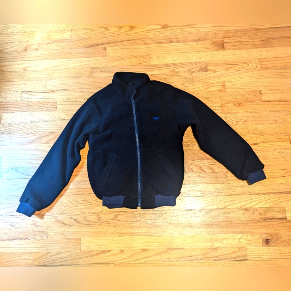 SMALL Navy BMW Fleece Jacket Front Pockets Warm Winter Jacket